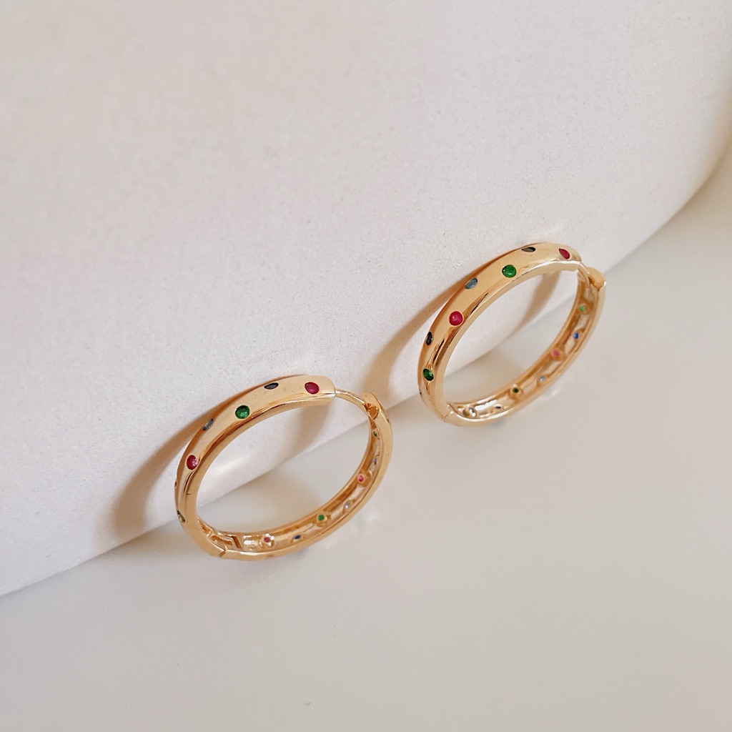Gold Multicolor Zircon Hoops